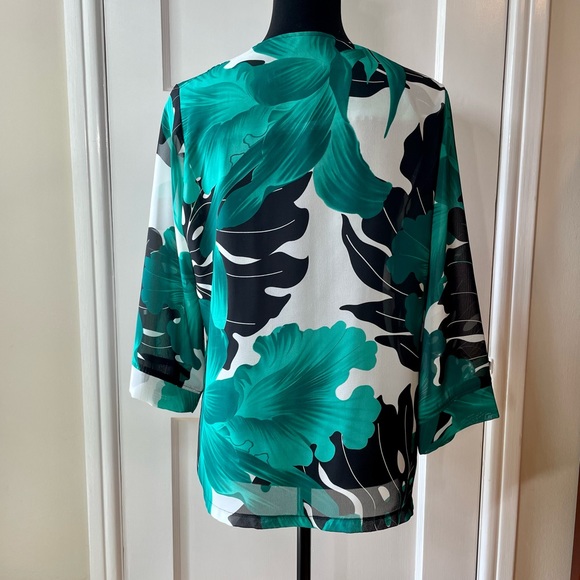 Tropical Print Tie Front Cover Up, NWOT - Picture 4 of 11
